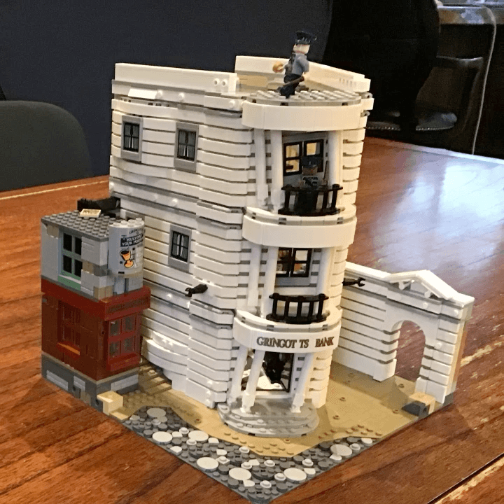 Bob survey's the almost completed Gringotts bank.