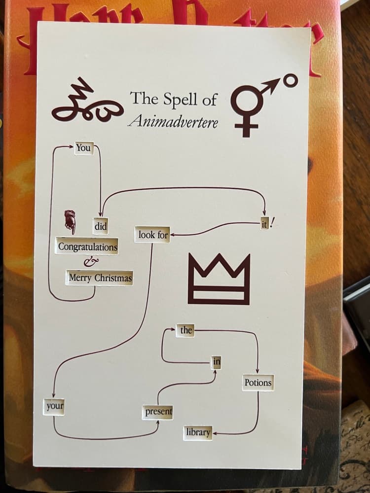 The final clue of the Christmas page turner hunt