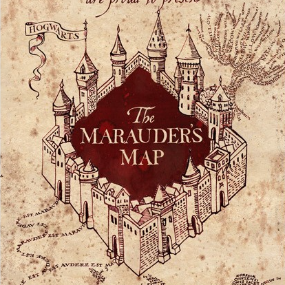 MinaLima's depiction of Hogwarts on the Marauders Map